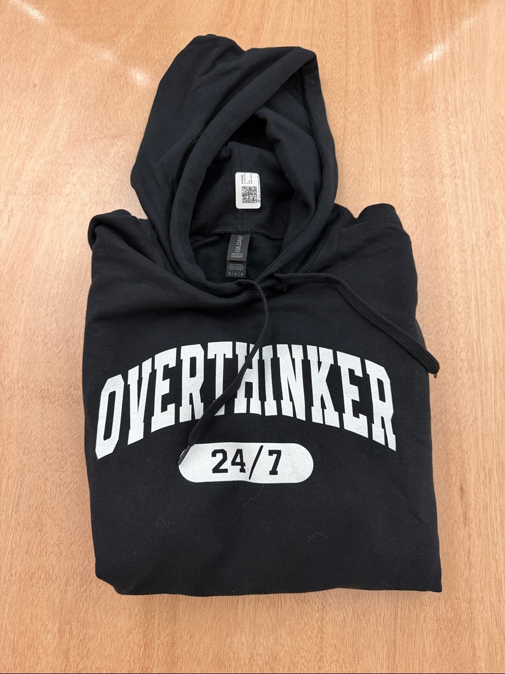 NWT Overthinker 24/7 Graphic Black Hoodie Unisex Sweatshirt